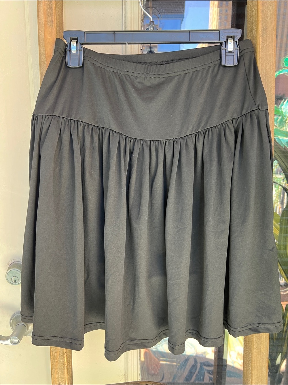 SHEIN Black Gathered Circle Skater Skirt